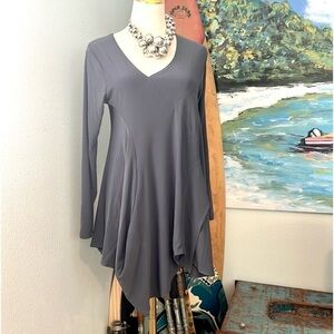 Sea and Anchor,Dove Gray,Asymmetrical Top,Elegant,Silky,Plenty of Stretch,Size M